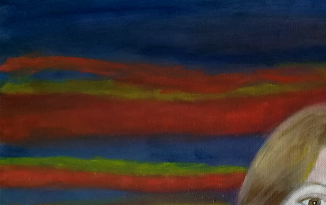 Retrato de m/filha. Óleo s/papel tela 47x28cm.  Oil on canvas paper 47x28 cm
