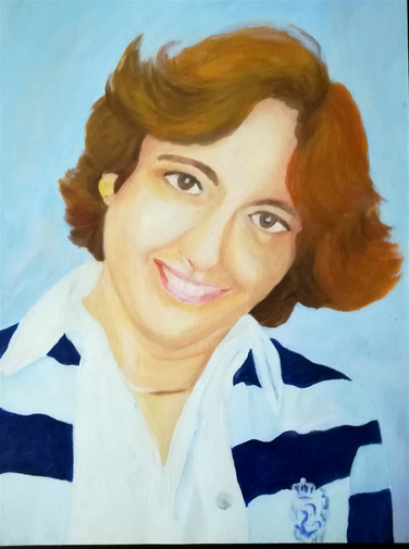 Retrato de uma amiga. Óleo/papel tela A3. Portrait of a friend. Oil on canvas paper 40x30cm.